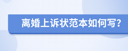 离婚上诉状范本如何写？