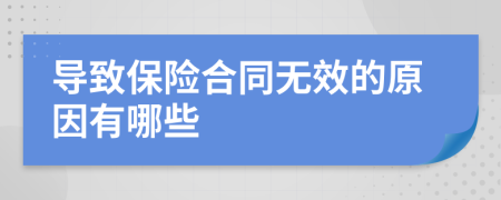 导致保险合同无效的原因有哪些