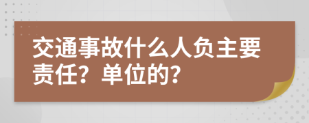 交通事故什么人负主要责任？单位的？