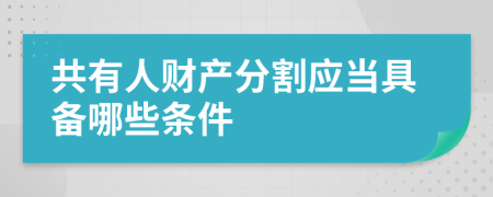 共有人财产分割应当具备哪些条件