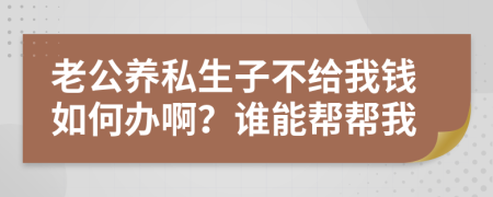 老公养私生子不给我钱如何办啊？谁能帮帮我