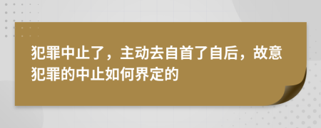 犯罪中止了，主动去自首了自后，故意犯罪的中止如何界定的