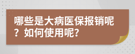 哪些是大病医保报销呢？如何使用呢？