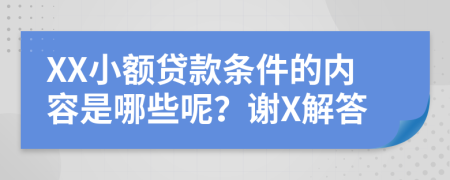 XX小额贷款条件的内容是哪些呢？谢X解答