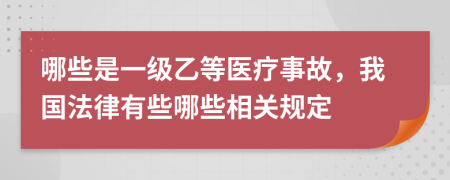 哪些是一级乙等医疗事故，我国法律有些哪些相关规定