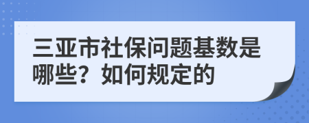 三亚市社保问题基数是哪些？如何规定的