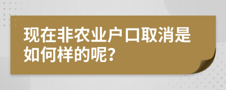 现在非农业户口取消是如何样的呢？