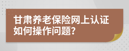 甘肃养老保险网上认证如何操作问题？