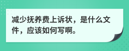 减少抚养费上诉状，是什么文件，应该如何写啊。