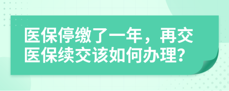 医保停缴了一年，再交医保续交该如何办理？