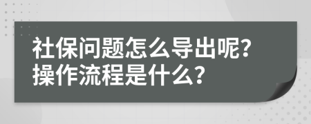 社保问题怎么导出呢？操作流程是什么？