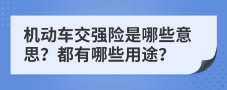 机动车交强险是哪些意思？都有哪些用途？