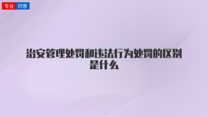 治安管理处罚和违法行为处罚的区别是什么