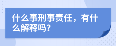 什么事刑事责任，有什么解释吗？