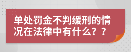 单处罚金不判缓刑的情况在法律中有什么？？