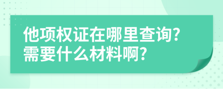 他项权证在哪里查询?需要什么材料啊?