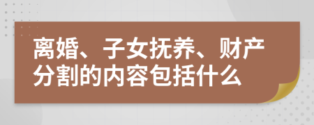 离婚、子女抚养、财产分割的内容包括什么