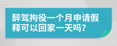 醉驾拘役一个月申请假释可以回家一天吗？