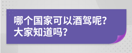 哪个国家可以酒驾呢？大家知道吗？