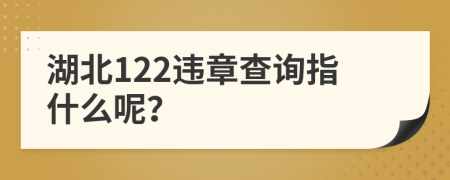 湖北122违章查询指什么呢？