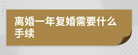 离婚一年复婚需要什么手续