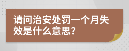 请问治安处罚一个月失效是什么意思？