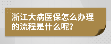 浙江大病医保怎么办理的流程是什么呢？