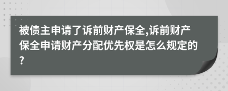 被债主申请了诉前财产保全,诉前财产保全申请财产分配优先权是怎么规定的?