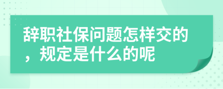 辞职社保问题怎样交的，规定是什么的呢