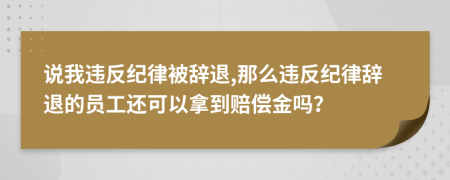 说我违反纪律被辞退,那么违反纪律辞退的员工还可以拿到赔偿金吗？