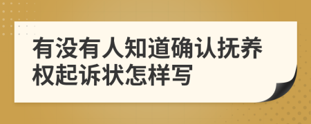 有没有人知道确认抚养权起诉状怎样写