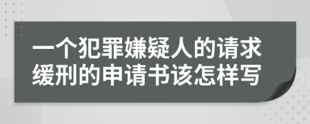 一个犯罪嫌疑人的请求缓刑的申请书该怎样写