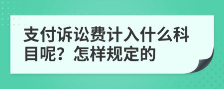 支付诉讼费计入什么科目呢？怎样规定的