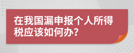 在我国漏申报个人所得税应该如何办？