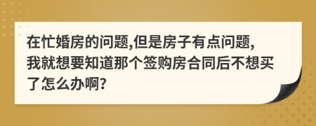 在忙婚房的问题,但是房子有点问题,我就想要知道那个签购房合同后不想买了怎么办啊？