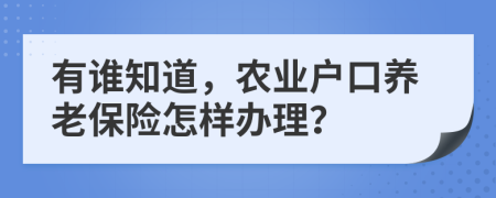 有谁知道，农业户口养老保险怎样办理？