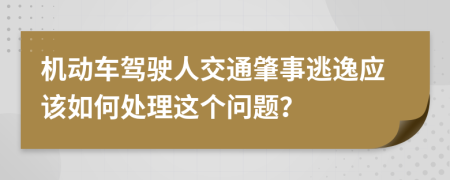 机动车驾驶人交通肇事逃逸应该如何处理这个问题？