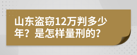 山东盗窃12万判多少年？是怎样量刑的？