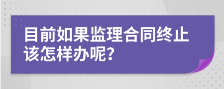 目前如果监理合同终止该怎样办呢？