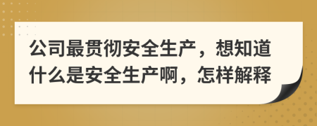 公司最贯彻安全生产，想知道什么是安全生产啊，怎样解释