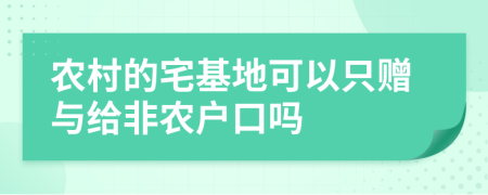 农村的宅基地可以只赠与给非农户口吗