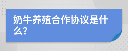 奶牛养殖合作协议是什么？