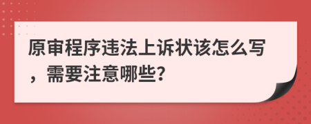 原审程序违法上诉状该怎么写，需要注意哪些？