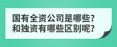 国有全资公司是哪些？和独资有哪些区别呢？