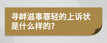 寻衅滋事罪轻的上诉状是什么样的？