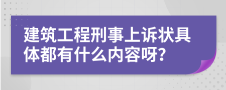 建筑工程刑事上诉状具体都有什么内容呀？