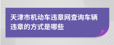 天津市机动车违章网查询车辆违章的方式是哪些