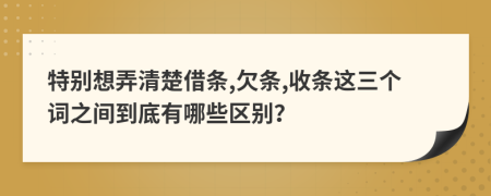 特别想弄清楚借条,欠条,收条这三个词之间到底有哪些区别？