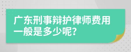 广东刑事辩护律师费用一般是多少呢？