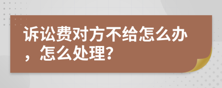 诉讼费对方不给怎么办，怎么处理？